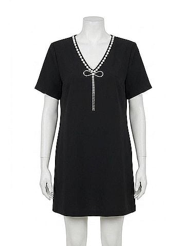 Sugarlips Stazie V-Neck Shift Mini Dress in Black (view 1)