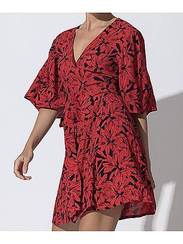 Lusana Mae Mini Wrap Dress in Nightlilly (view 2)
