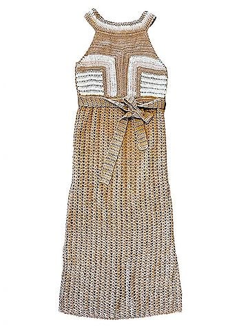 Cleobella Kiana Crochet Midi Dress in Beige/Ivory (view 1)