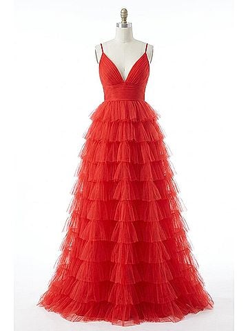 Nox Anabel Julie Long Formal Prom Dress in Red (view 1)