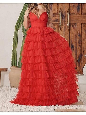 Nox Anabel Julie Long Formal Prom Dress in Red (view 2)