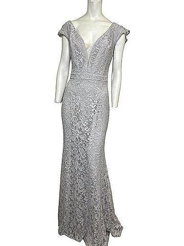Maniju Lace Gown in Grey (view 1)