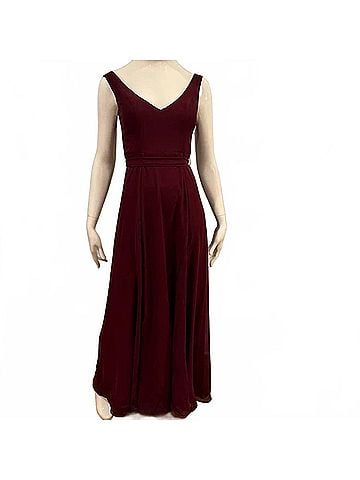 Bill Levkoff Chiffon Sleeveless Bridesmaid Gown in Wine (view 2)