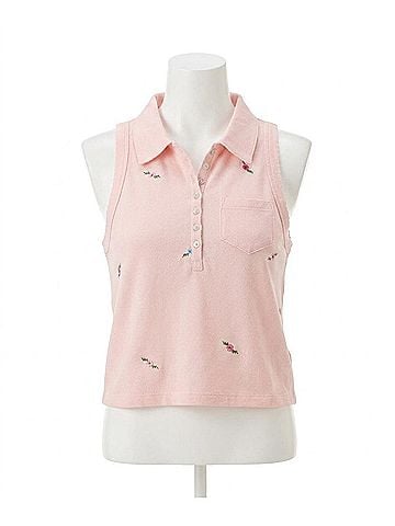 Free People Women's Pepper Collared Floral Polo in Pink (view 1)