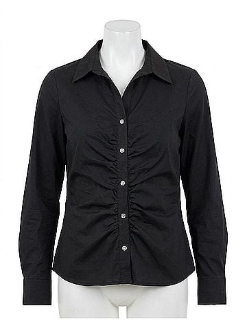 Nicole Miller Amber Stretch Button Down Shirt in Very Black (view 1)