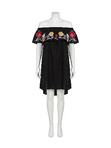 Umgee Sunset Stroll Embroidered Dress in Black (view 1)
