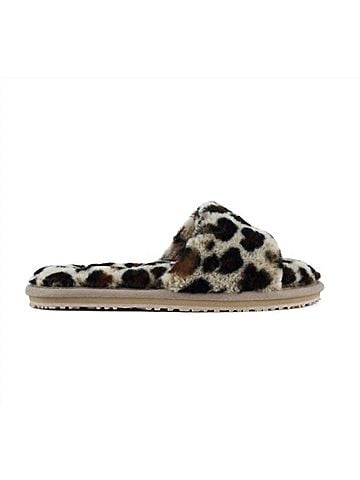 Mou Women's Fuzzy Slide Slippers in Leopard (view 1)