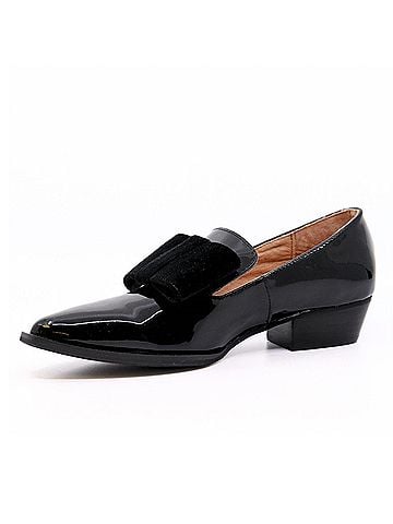 All Black Women's Pat And Bow Loafers in Black (view 2)