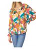 Entro Pink Abstract Button Down Blouse in Fuchsia Mix Size 1X - photo 2