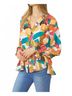 Entro Pink Abstract Button Down Blouse in Fuchsia Mix Size 1X - photo 4