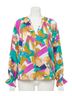 Entro Green Abstract Button Down Blouse in Orchid Mix Size 2X - photo 1