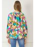 Entro Green Abstract Button Down Blouse in Orchid Mix Size 2X - photo 3