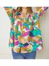 Entro Green Abstract Button Down Blouse in Orchid Mix Size 2X - photo 5
