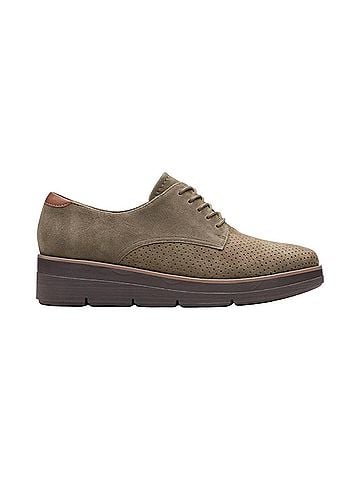 Clarks Women's Shaylin Lace Shoes in Dark Olive (view 1)