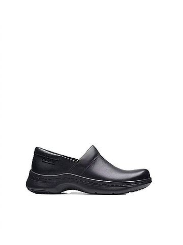 Clarks Women's Pro Gem Clog in Black Leather (view 2)