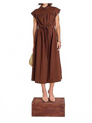 English Factory Sahara Linen Dress in Brown (view 2)
