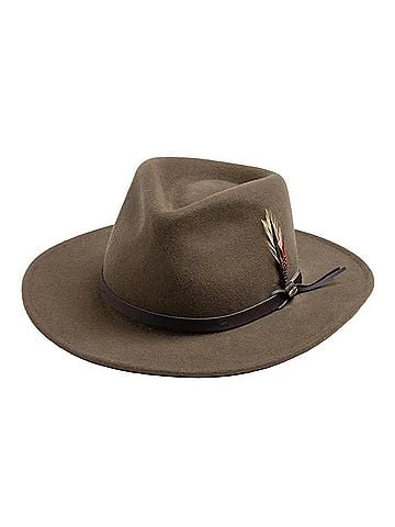 Dorfman Pacific Men's Crushable Felt Outback Hat in Khaki (view 1)