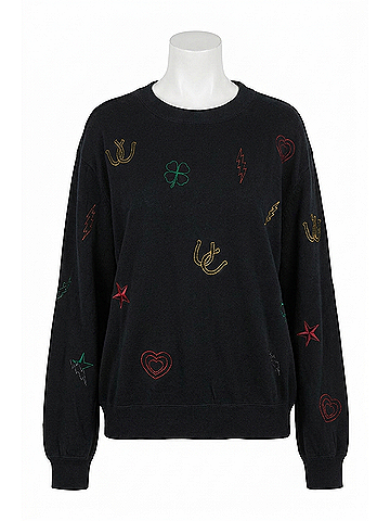 Chaser Allover Icons Pullover in Black (view 1)