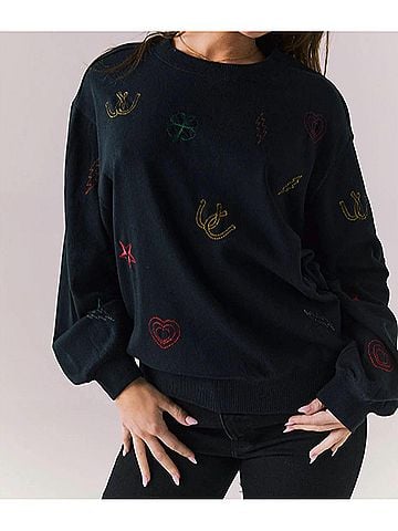 Chaser Allover Icons Pullover in Black (view 2)