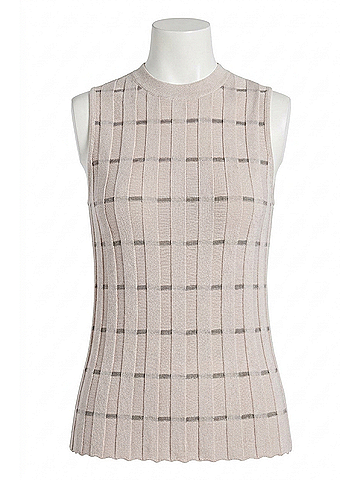 Lafayette 148 New York Women's Plaited Ribbed Stripe Shell Top in Pearl Multi (view 1)