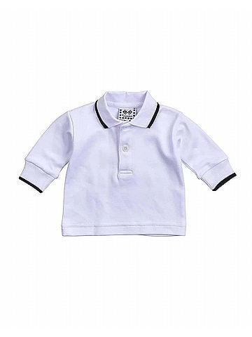 Florence Eiseman Long Sleeve Polo With Tipping in White/Black (view 1)