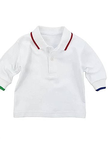 Florence Eiseman Kid's Multi Tipping Polo in White/Red/Blue/Green (view 2)