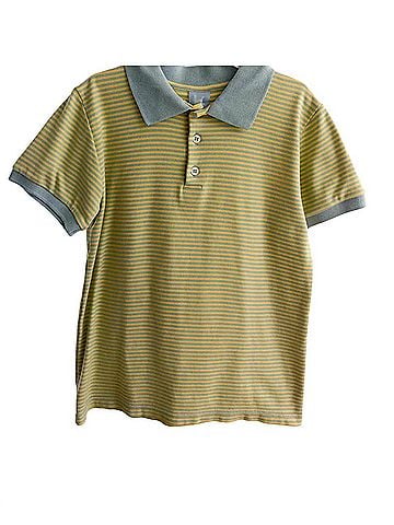 Bella Bliss Kid's Striped Polo Shirt in Yellow/Blue (view 1)