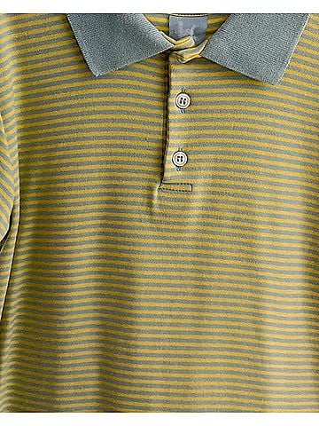 Bella Bliss Kid's Striped Polo Shirt in Yellow/Blue (view 2)