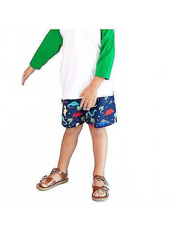 Florence Eiseman Dinosaur Print Swim Trunk in Navy/Multi (view 2)