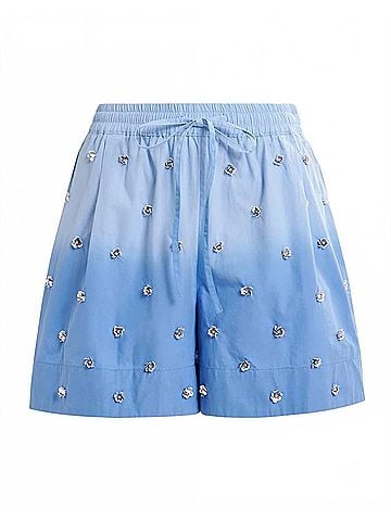 Essentiel Antwerp Hichigan Embellished Shorts in Aqua Blue (view 1)