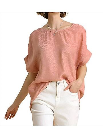 Umgee Animal Jacquard Dolman Sleeve Top in Rose (view 2)