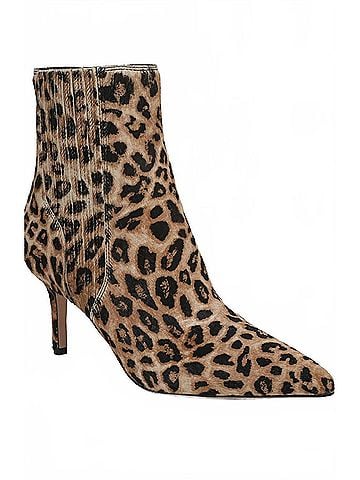 Veronica Beard Women's Lisa Genuine Calf Hair Heel Bootie in Leopard (view 2)