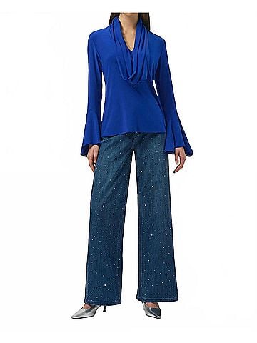 Joseph Ribkoff Cowl Neck Long Sleeves Fitted Top in Royal Sapphire (view 2)