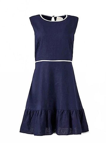 Sail to Sable Ruffle Hem Dress in Navy (view 1)