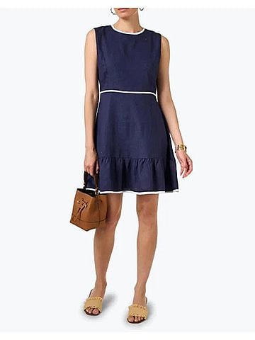 Sail to Sable Ruffle Hem Dress in Navy (view 2)