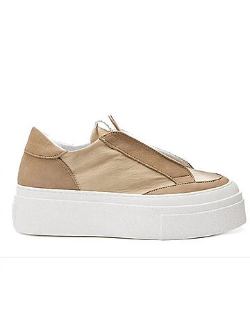Andia Fora Women's Satin Nubuck Sneaker in Taupe (view 1)