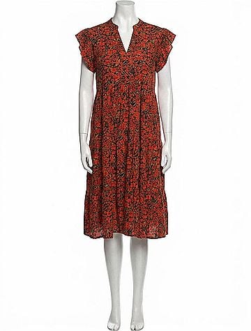Entro Floral Tiered Ruffle Midi Dress in Black (view 1)