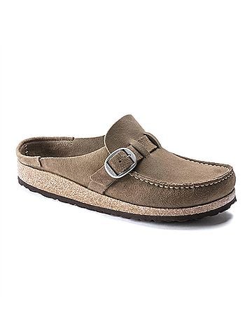 Birkenstock Women's Buckley Clogs in Gray Taupe Suede (view 1)