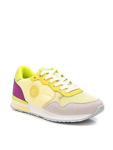 XTI Women's Lace Up Trainer Sneakers in Yellow (view 2)