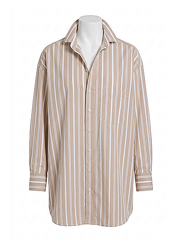 Frank & Eileen Women's Oversized Button Up Shirt in Multi Sand Stripe (view 1)