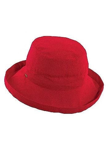 Dorfman Pacific Women's Bari Cotton Med Brim Hat in Red (view 1)