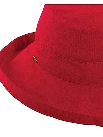 Dorfman Pacific Women's Bari Cotton Med Brim Hat in Red (view 2)
