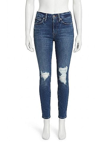 Good American Legs Ripped High Waist Cigarette Jeans in Indigo227 (view 1)