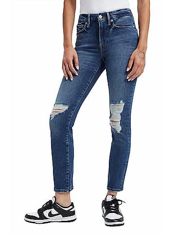Good American Legs Ripped High Waist Cigarette Jeans in Indigo227 (view 2)