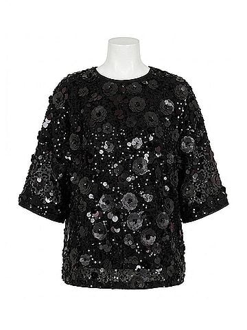 Essentiel Antwerp Isparkle Sequin Top in Black (view 1)