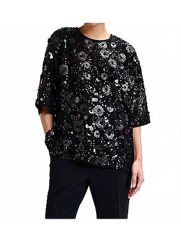 Essentiel Antwerp Isparkle Sequin Top in Black (view 2)