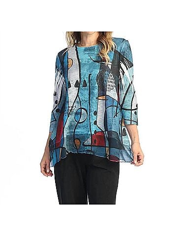 Jess & Jane Granada Chiffon Hem Top in Blue (view 2)