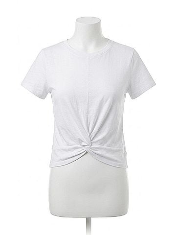Bobi Knot Hem Crewneck Tee in White (view 1)