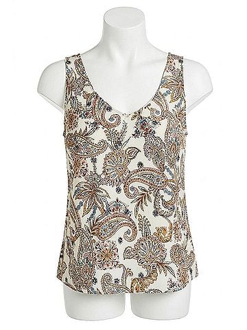 Drew Perry Floral Tank Top in Ivory (view 1)