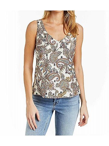 Drew Perry Floral Tank Top in Ivory (view 2)